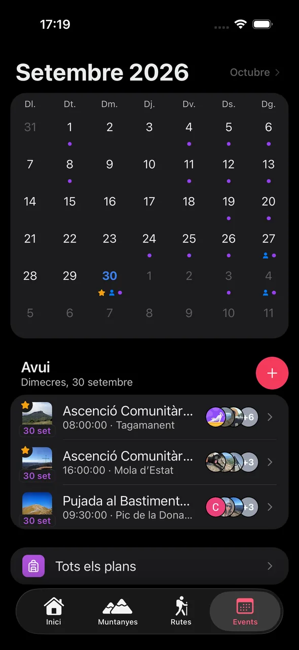 Calendari dels propers plans